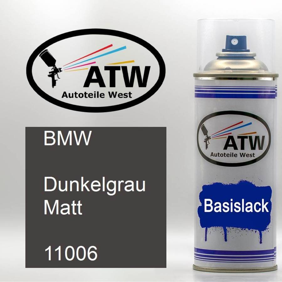 BMW, Dunkelgrau Matt, 11006: 400ml Sprühdose, von ATW Autoteile West.